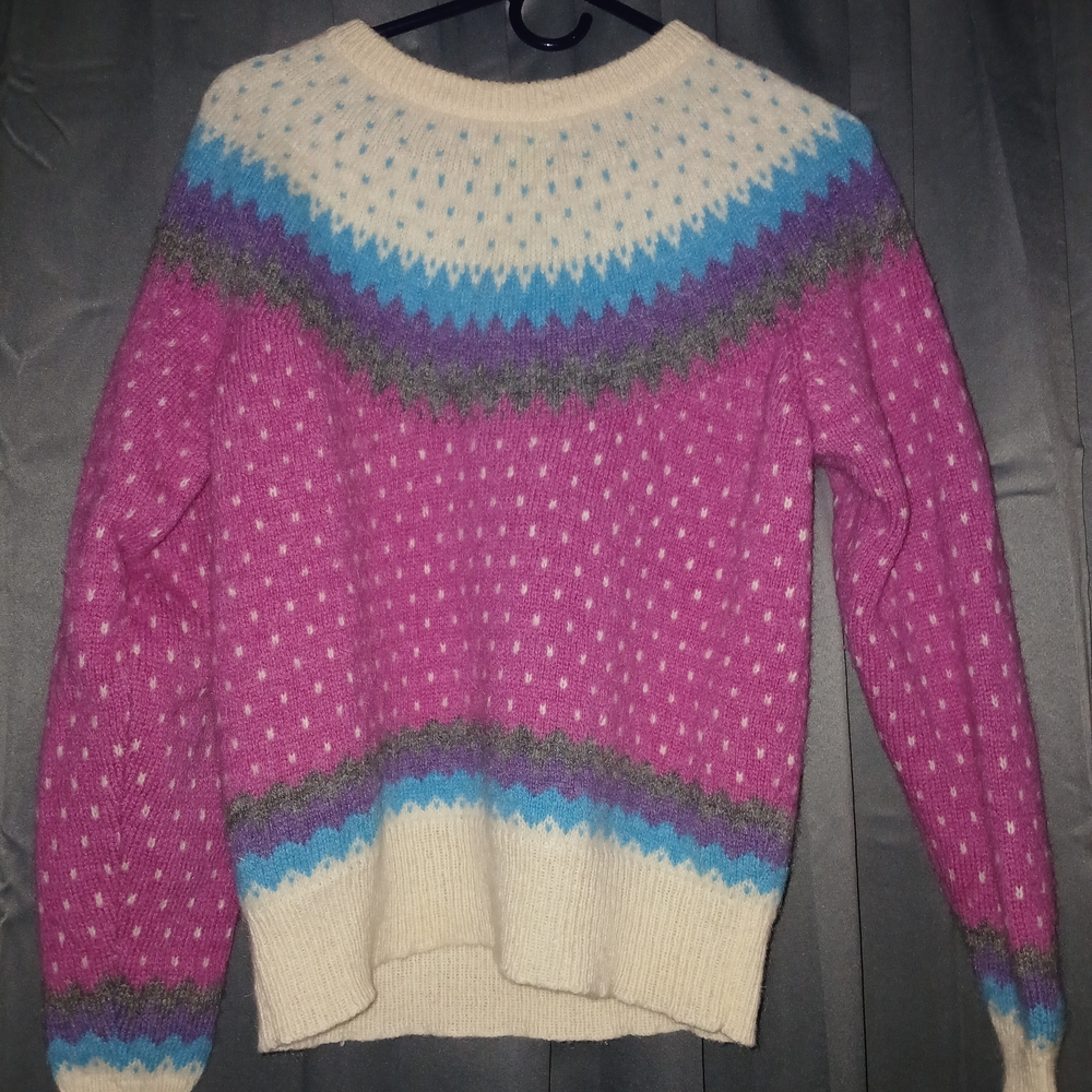 Vintage Woolrich Pink and Cream Knit Sweater